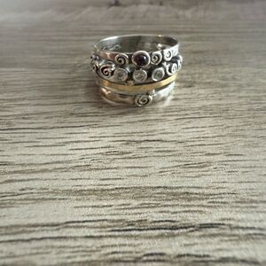 Silver and Gold-Tone Swirl Ring